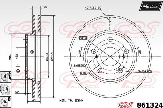 Maxtech 863503 - Тормозной диск autospares.lv