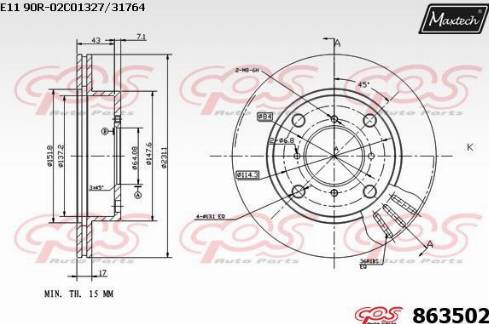 Maxtech 863502.0000 - Тормозной диск autospares.lv