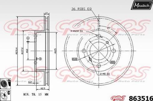 Maxtech 863516.6060 - Тормозной диск autospares.lv