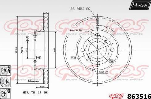 Maxtech 863516.6880 - Тормозной диск autospares.lv