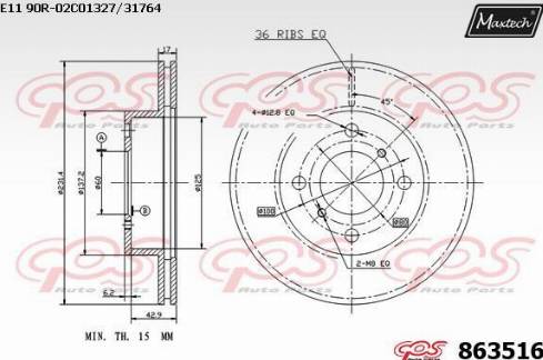 Maxtech 863516.0000 - Тормозной диск autospares.lv