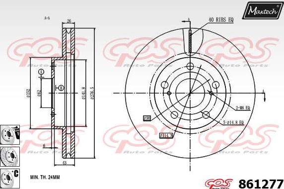 Maxtech 863516 - Тормозной диск autospares.lv