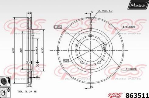 Maxtech 863511.6060 - Тормозной диск autospares.lv