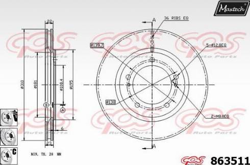 Maxtech 863511.6880 - Тормозной диск autospares.lv