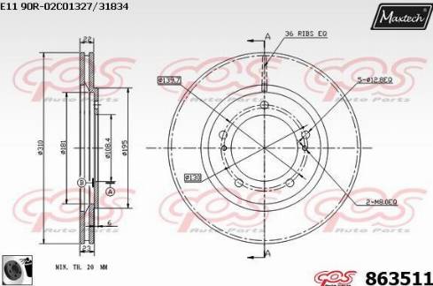 Maxtech 863511.0060 - Тормозной диск autospares.lv