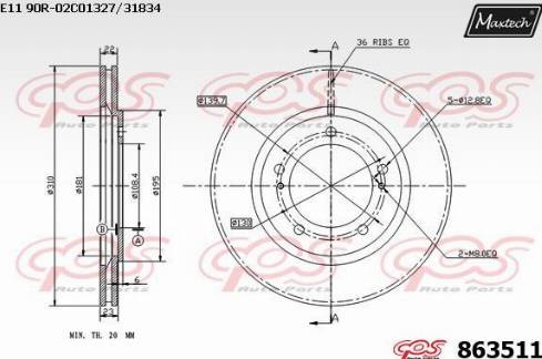 Maxtech 863511.0000 - Тормозной диск autospares.lv