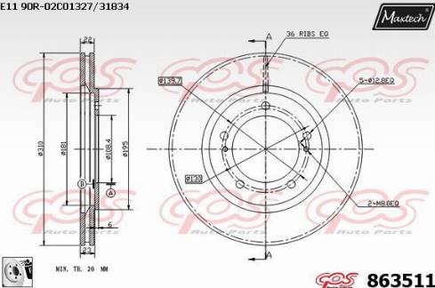 Maxtech 863511.0080 - Тормозной диск autospares.lv