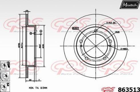 Maxtech 863513.6880 - Тормозной диск autospares.lv