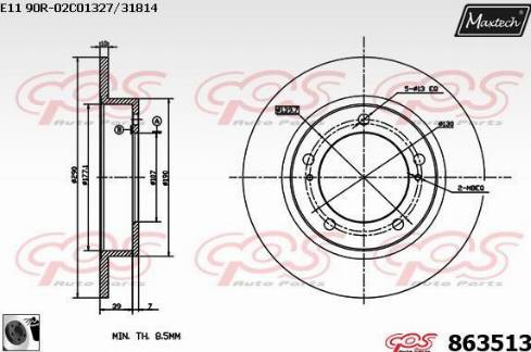 Maxtech 863513.0060 - Тормозной диск autospares.lv