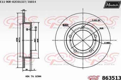 Maxtech 863513.0000 - Тормозной диск autospares.lv