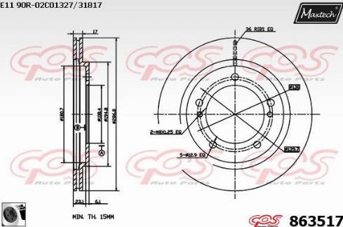 Maxtech 863517.0060 - Тормозной диск autospares.lv