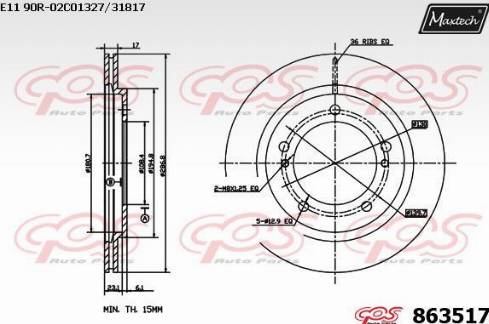 Maxtech 863517.0000 - Тормозной диск autospares.lv