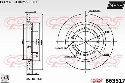 Maxtech 863517.0080 - Тормозной диск autospares.lv