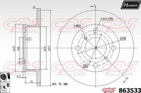 Maxtech 863533.6060 - Тормозной диск autospares.lv