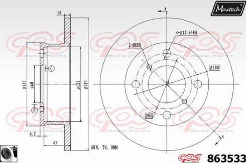 Maxtech 863533.0060 - Тормозной диск autospares.lv