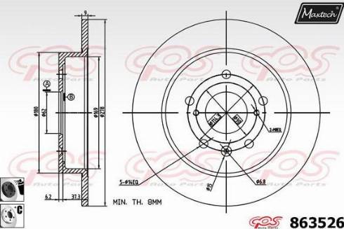 Maxtech 863526.6060 - Тормозной диск autospares.lv