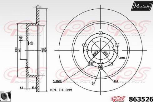 Maxtech 863526.0060 - Тормозной диск autospares.lv