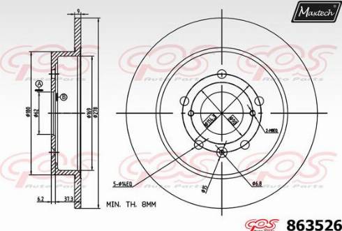 Maxtech 863526.0000 - Тормозной диск autospares.lv