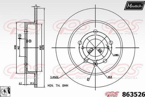 Maxtech 863526.0080 - Тормозной диск autospares.lv