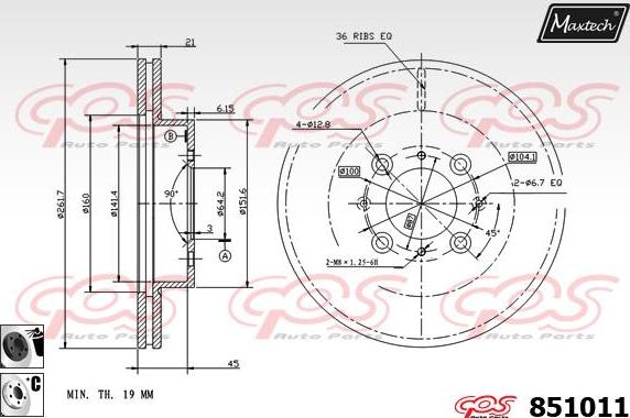 Maxtech 863526 - Тормозной диск autospares.lv