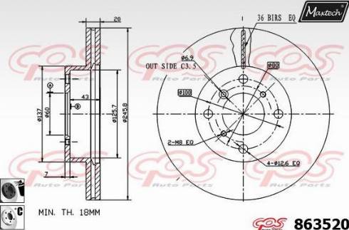 Maxtech 863520.6060 - Тормозной диск autospares.lv