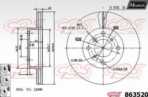 Maxtech 863520.6880 - Тормозной диск autospares.lv