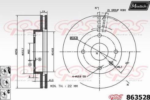 Maxtech 863528.6880 - Тормозной диск autospares.lv