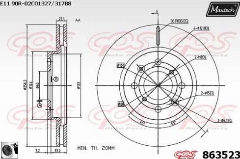 Maxtech 863523.0060 - Тормозной диск autospares.lv