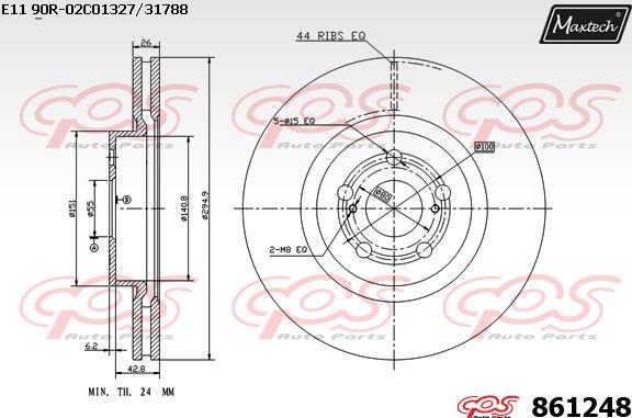 Maxtech 863527 - Тормозной диск autospares.lv