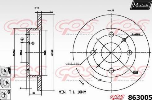 Maxtech 863005.6880 - Тормозной диск autospares.lv