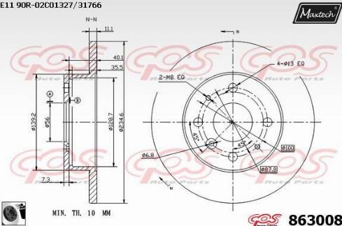 Maxtech 863008.0060 - Тормозной диск autospares.lv