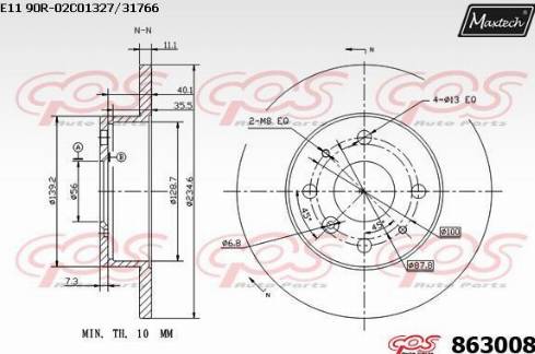 Maxtech 863008.0000 - Тормозной диск autospares.lv