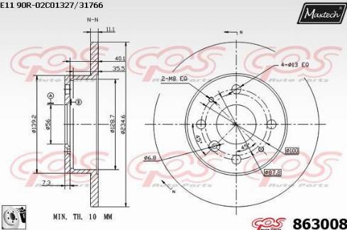 Maxtech 863008.0080 - Тормозной диск autospares.lv