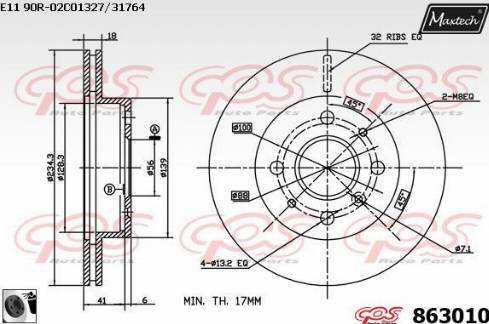 Maxtech 863010.0060 - Тормозной диск autospares.lv