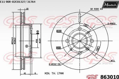 Maxtech 863010.0000 - Тормозной диск autospares.lv