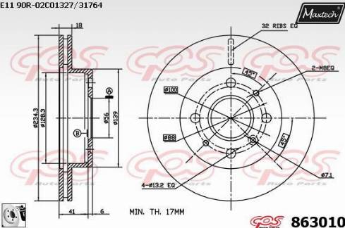 Maxtech 863010.0080 - Тормозной диск autospares.lv