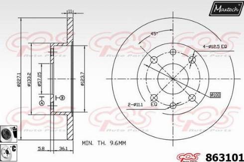 Maxtech 863101.6060 - Тормозной диск autospares.lv