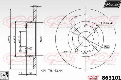 Maxtech 863101.0080 - Тормозной диск autospares.lv