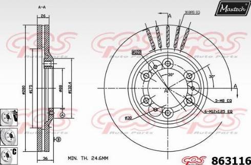 Maxtech 863116.6980 - Тормозной диск autospares.lv