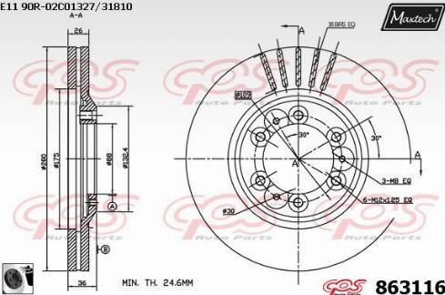 Maxtech 863116.0060 - Тормозной диск autospares.lv