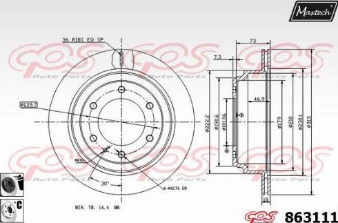 Maxtech 863111.6060 - Тормозной диск autospares.lv