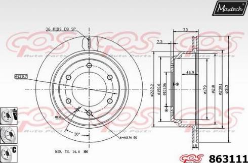 Maxtech 863111.6980 - Тормозной диск autospares.lv