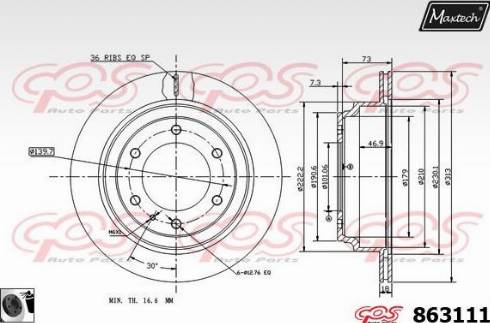 Maxtech 863111.0060 - Тормозной диск autospares.lv