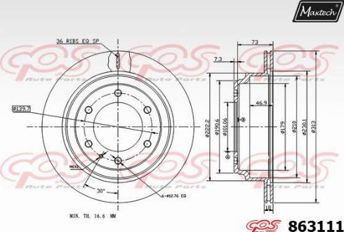 Maxtech 863111.0000 - Тормозной диск autospares.lv