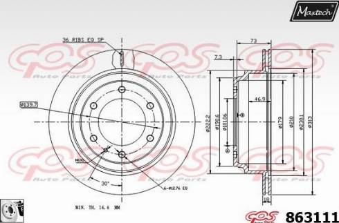 Maxtech 863111.0080 - Тормозной диск autospares.lv