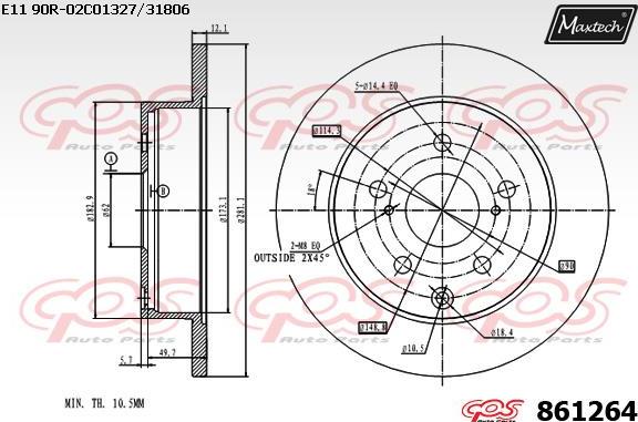 Maxtech 863111 - Тормозной диск autospares.lv