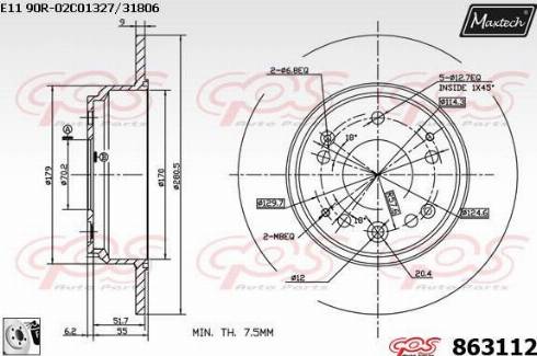 Maxtech 863112.0080 - Тормозной диск autospares.lv