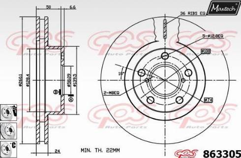 Maxtech 863305.6880 - Тормозной диск autospares.lv