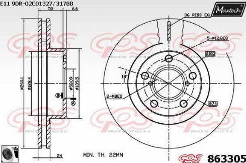 Maxtech 863305.0060 - Тормозной диск autospares.lv