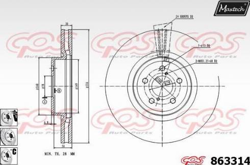 Maxtech 863314.6980 - Тормозной диск autospares.lv